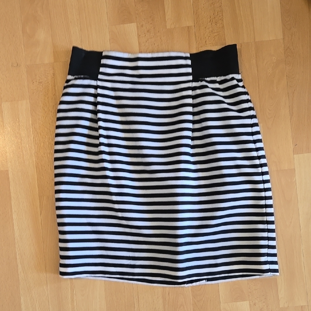 Jacob Black and White Striped Women's Skirt